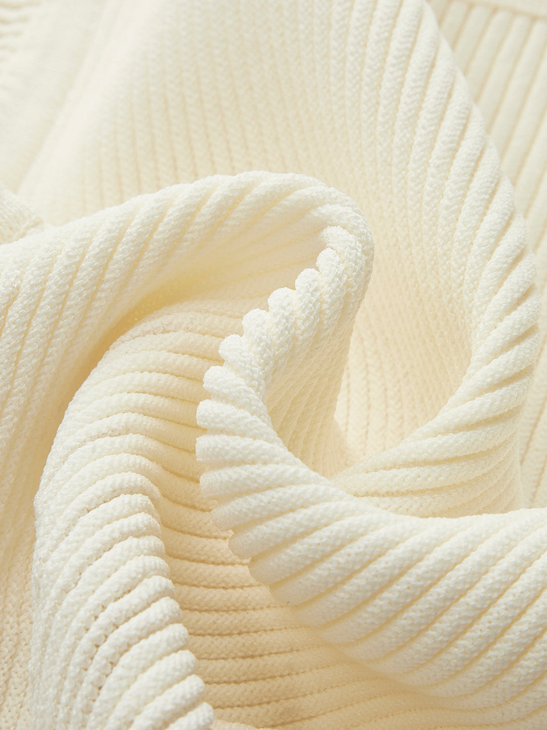 Krótki sweter prążkowany z falbankami – Beżowy – Letni damski top