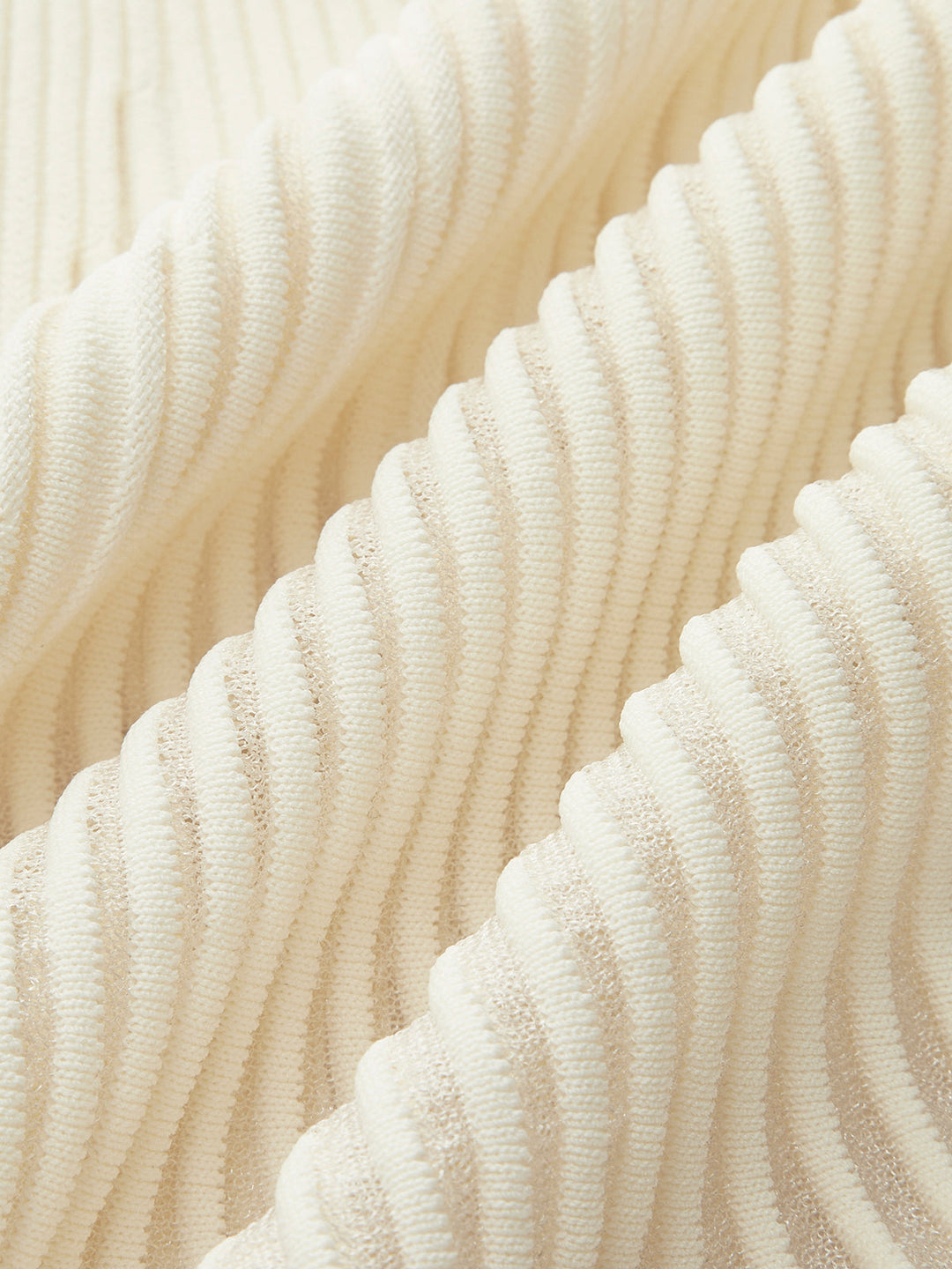 Krótki sweter prążkowany z falbankami – Beżowy – Letni damski top