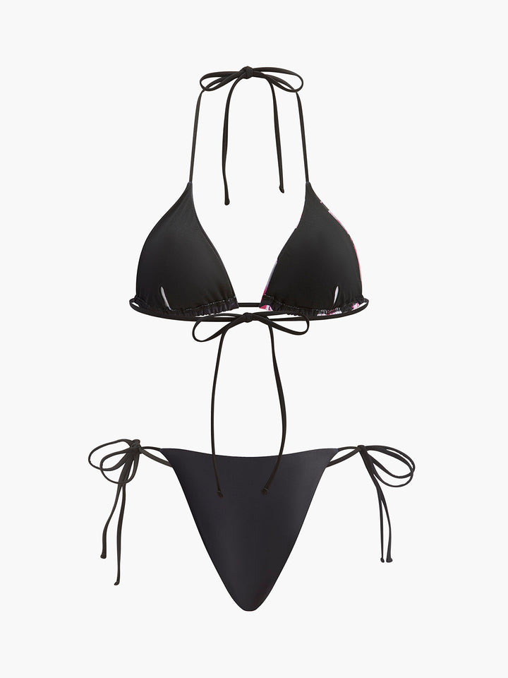 3-piece flower bikini set with mesh skirt – fashionable swimwear