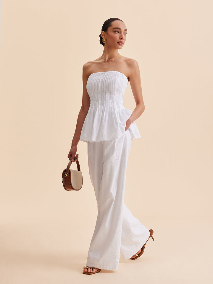 Wide cut cotton pants