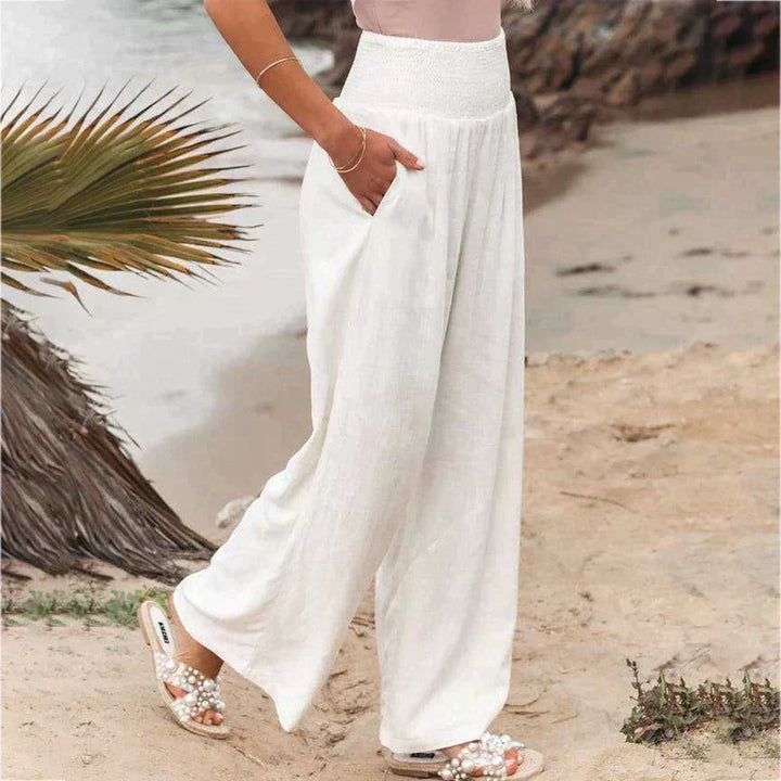 Women's High-Waist Linen Wide-Leg Pants – Airy Summer Casual Pants