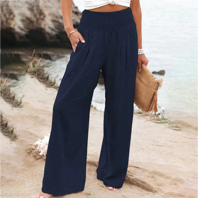 Women's High-Waist Linen Wide-Leg Pants – Airy Summer Casual Pants