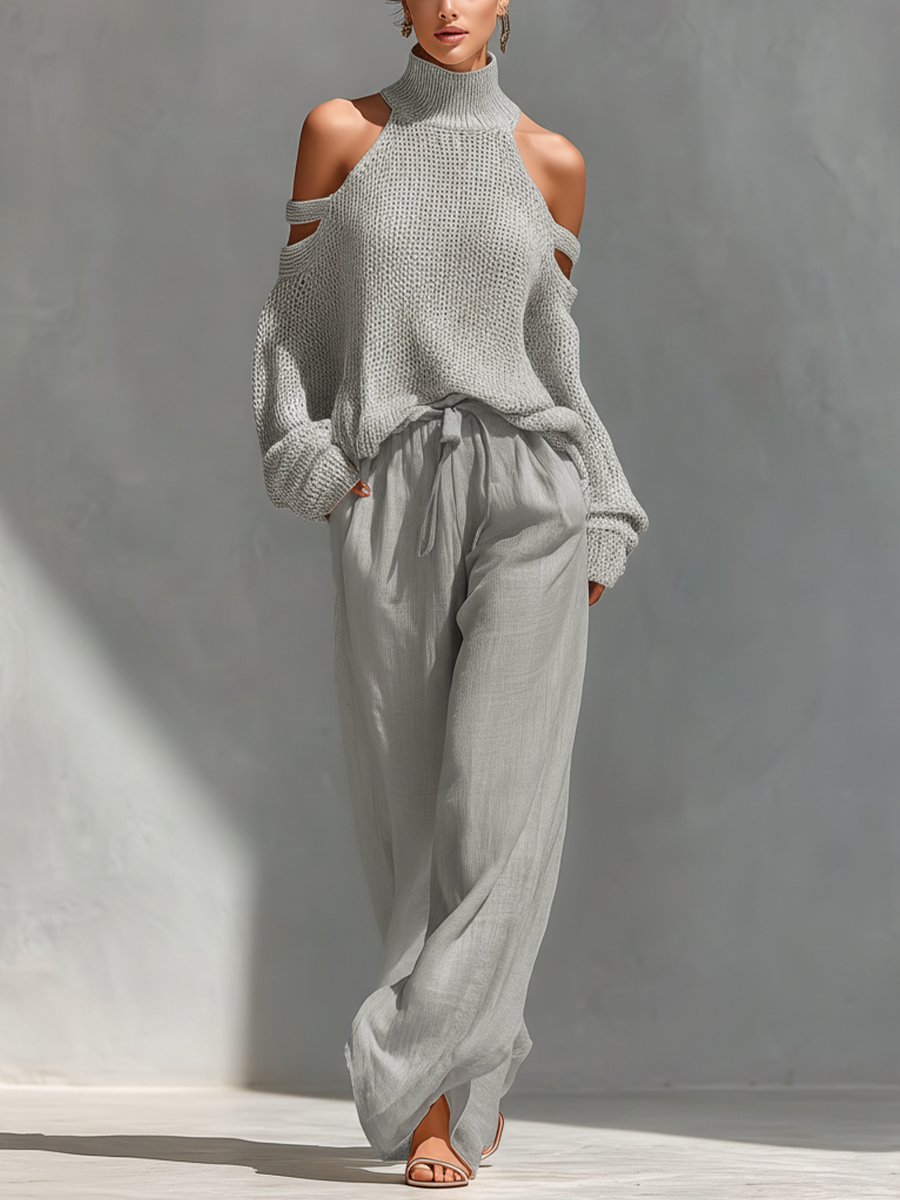 Beiges Strick Set: Stilvolles Outfit für Eleganz im Alltag 2