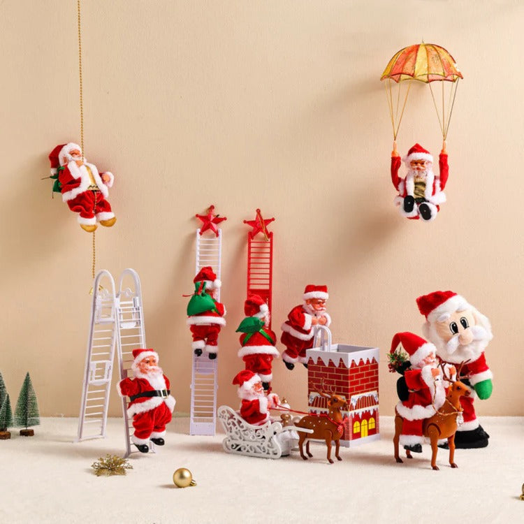 Beweglicher Weihnachtsmann Mit Licht & Sound für Weihnachtsdekoration – 33-38 cm, Innenbereich, Kletter-Spielzeug 0