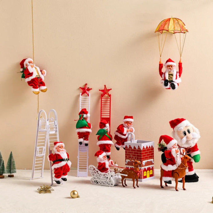 Beweglicher Weihnachtsmann Mit Licht & Sound für Weihnachtsdekoration – 33-38 cm, Innenbereich, Kletter-Spielzeug 0