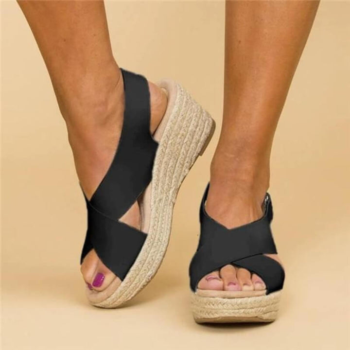 Vegan leather espadrille sandals with supportive comfort