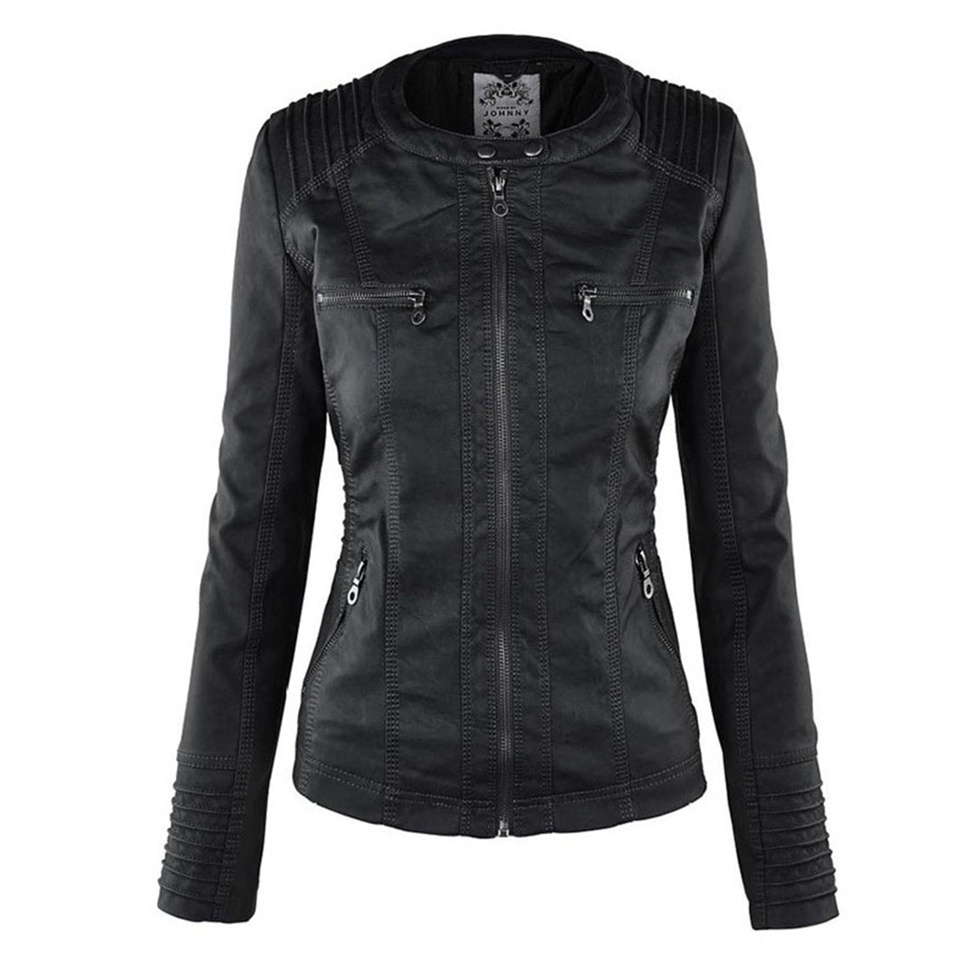 Damen Wetterfeste Lederjacke Mit Kapuze – Wasserdichter Stylischer Mantel