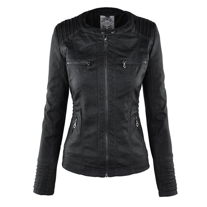 Damen Wetterfeste Lederjacke Mit Kapuze – Wasserdichter Stylischer Mantel