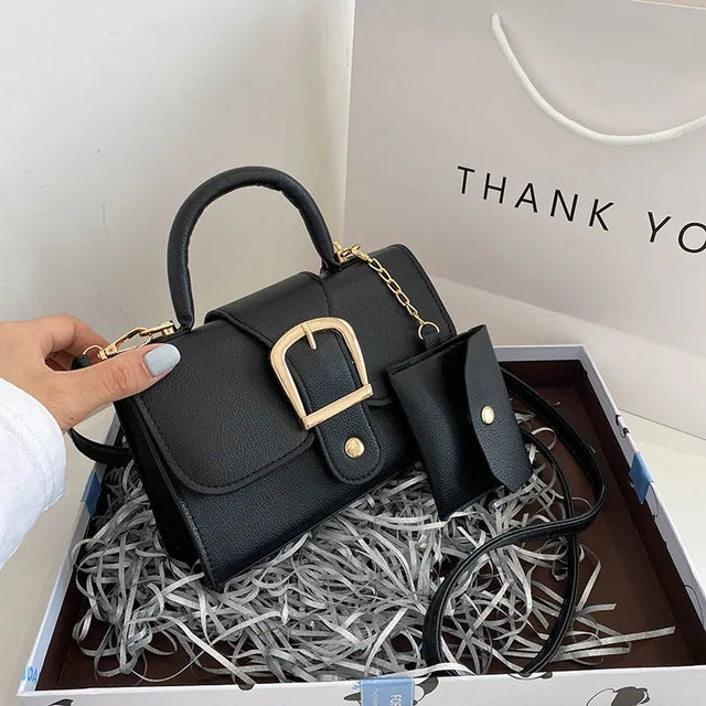 Elegante Damenhandtasche mit Schnalle – Vegan Leder Schultertasche