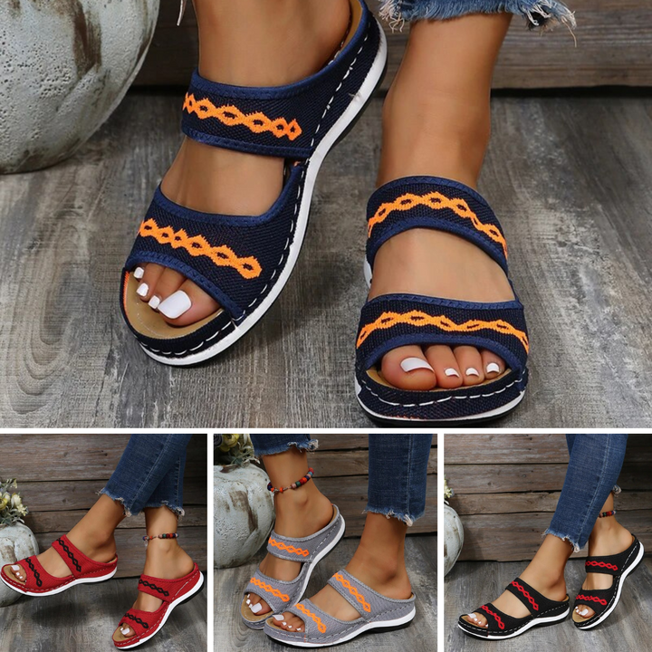 Damskie sandały boho na płaskiej podeszwie – letnie klapki typu slip-on