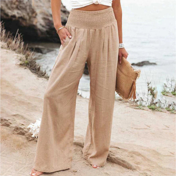 Women's High-Waist Linen Wide-Leg Pants – Airy Summer Casual Pants