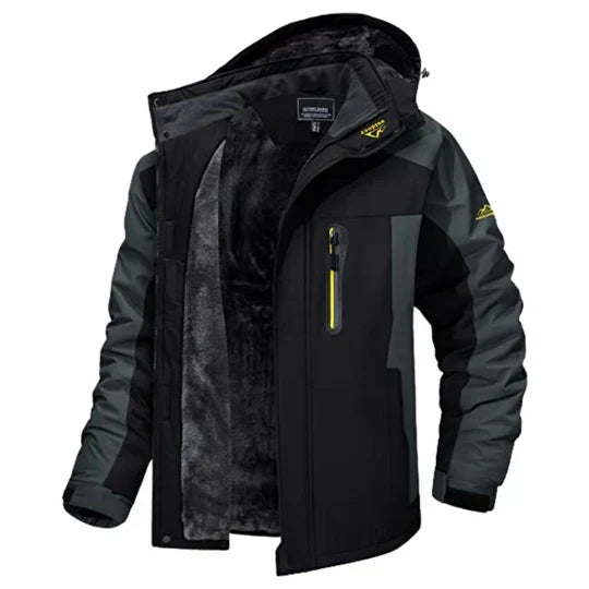 Water-Repellent Men's Winter Jacket with Fleece Lining and Hood