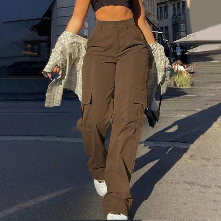 Women's High-Waist Cargo Pants – Loose Fit Utility Pants