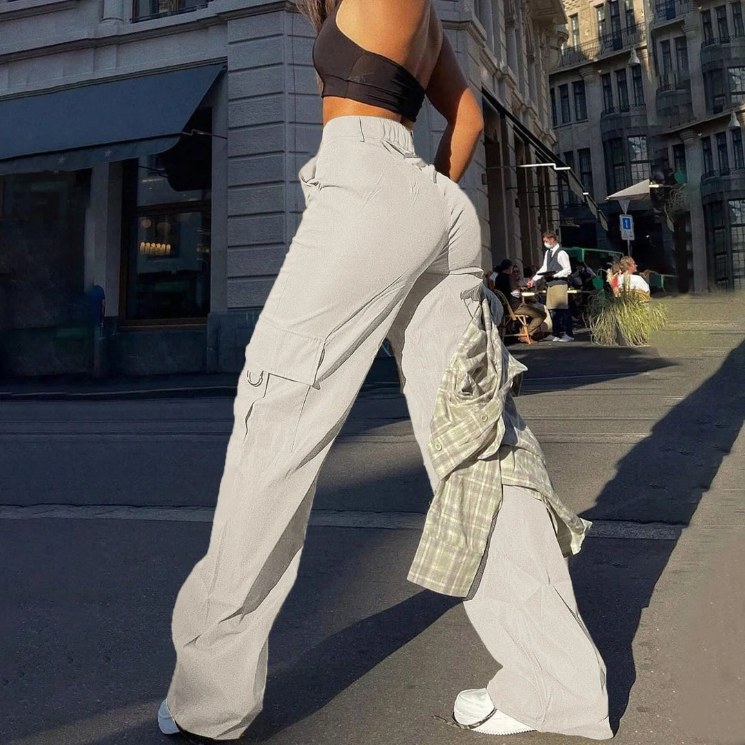 Women's High-Waist Cargo Pants – Loose Fit Utility Pants