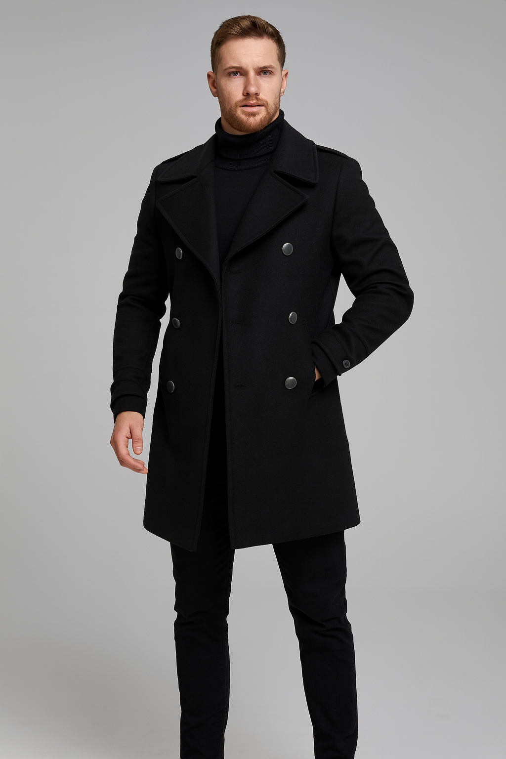 Manteau homme long en laine style vintage