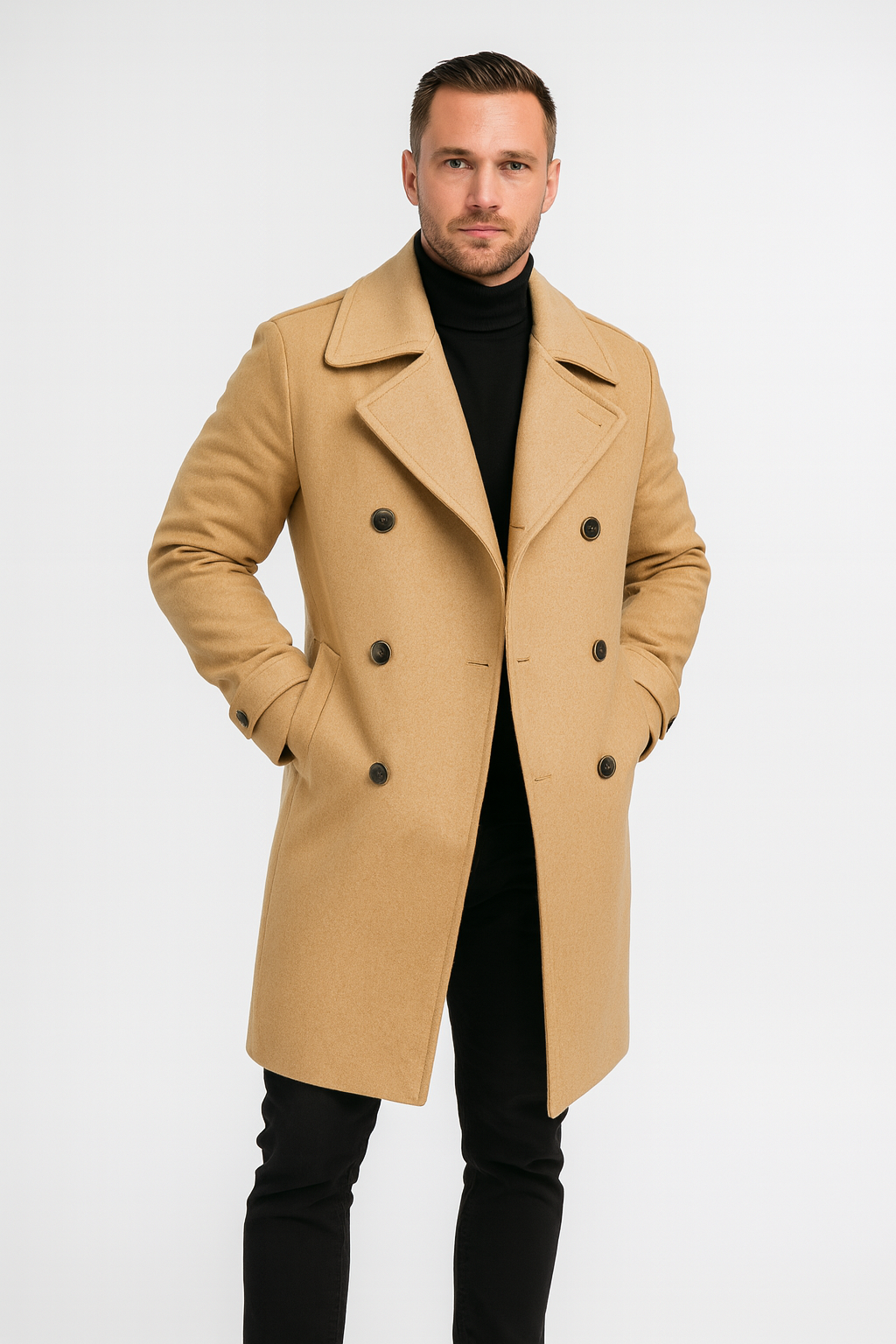 Manteau homme long en laine style vintage
