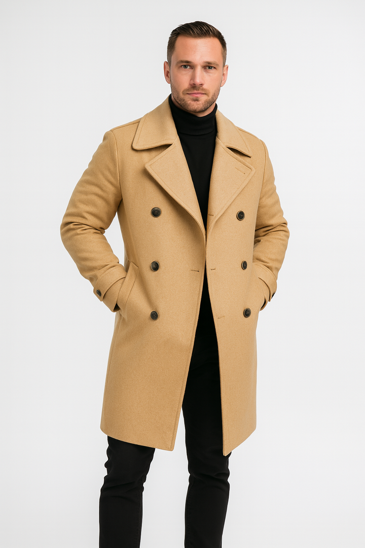 Manteau homme long en laine style vintage