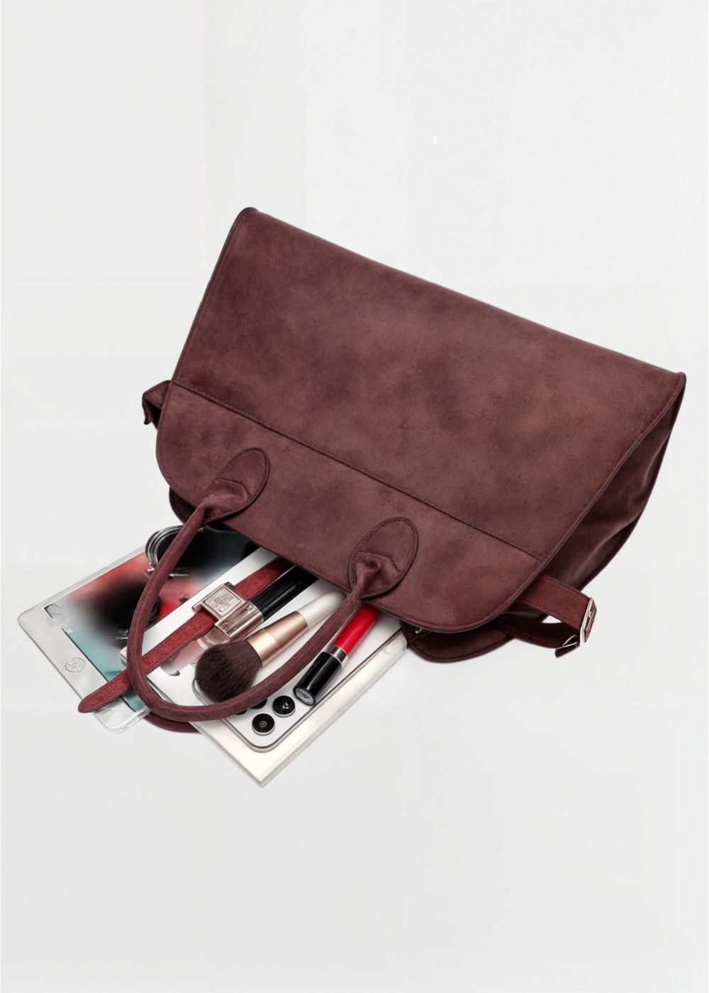 Vegan Suede Shoulder Bag Women – Small Handbag with Magnetic Closure