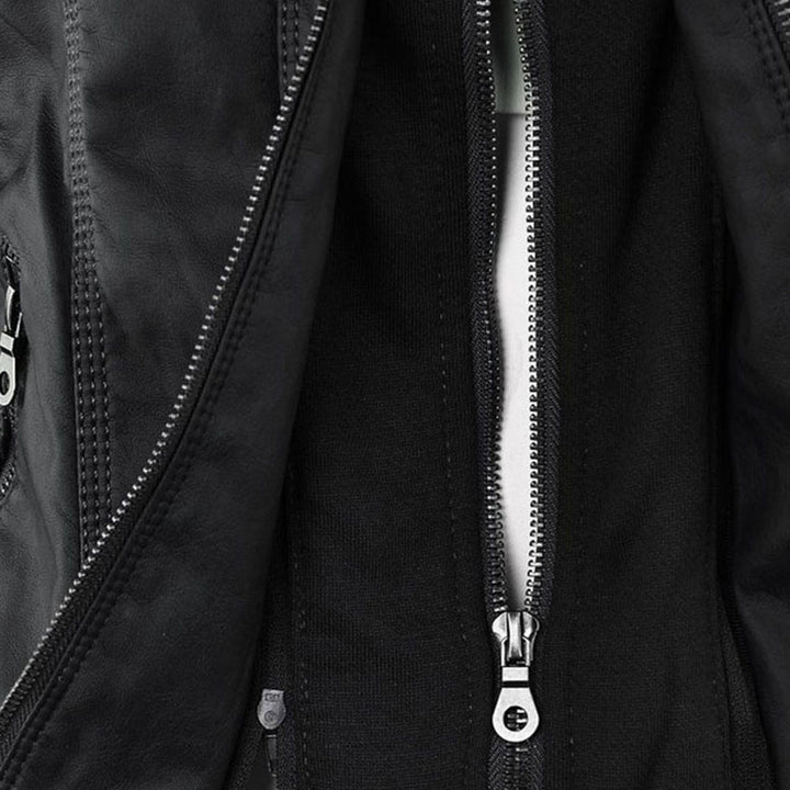 Damen Wetterfeste Lederjacke Mit Kapuze – Wasserdichter Stylischer Mantel