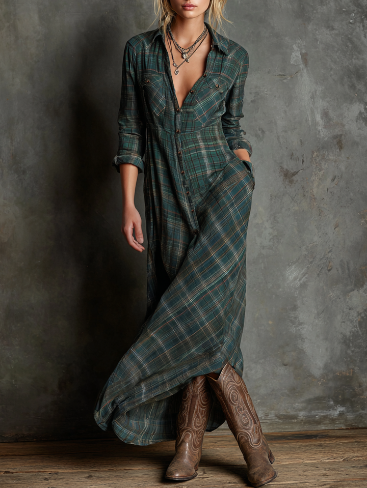 Damen-Maxikleid mit Karomuster: Elegante Vielseitigkeit für jeden Anlass 0