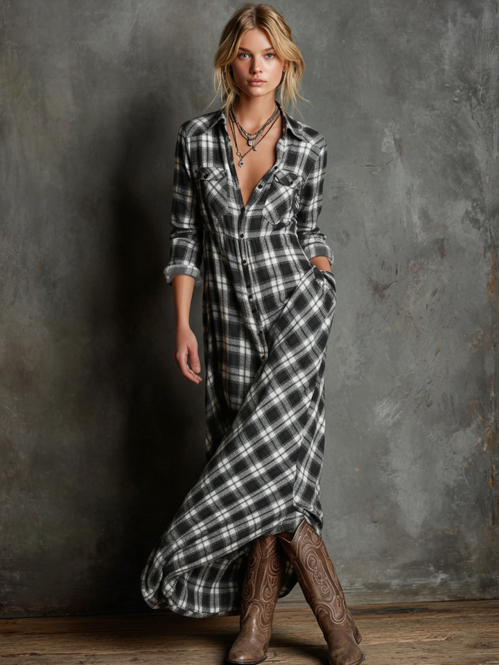 Damen-Maxikleid mit Karomuster: Elegante Vielseitigkeit für jeden Anlass 4