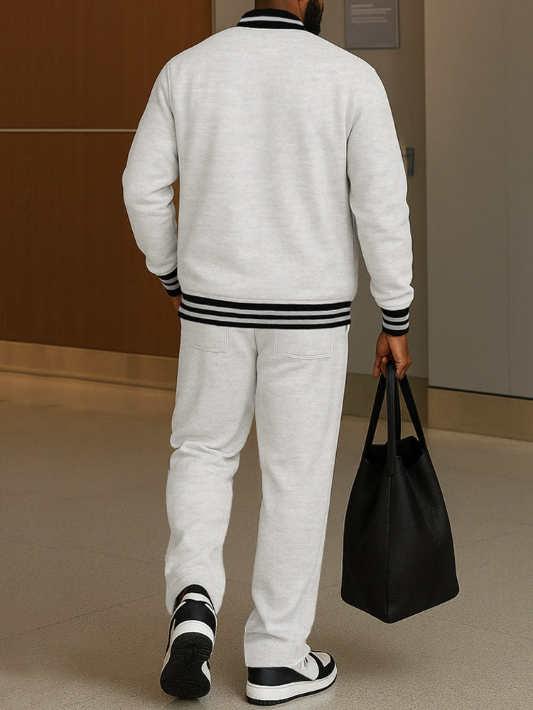 Damen Anzug Set Jacke und Hose mit Streifenbesatz für Sportbekleidung 7