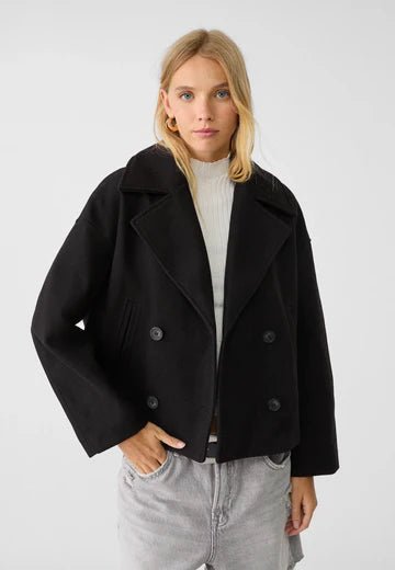 Women's Blazer Cotton Modern Oversized Jacket with Wide Lapel