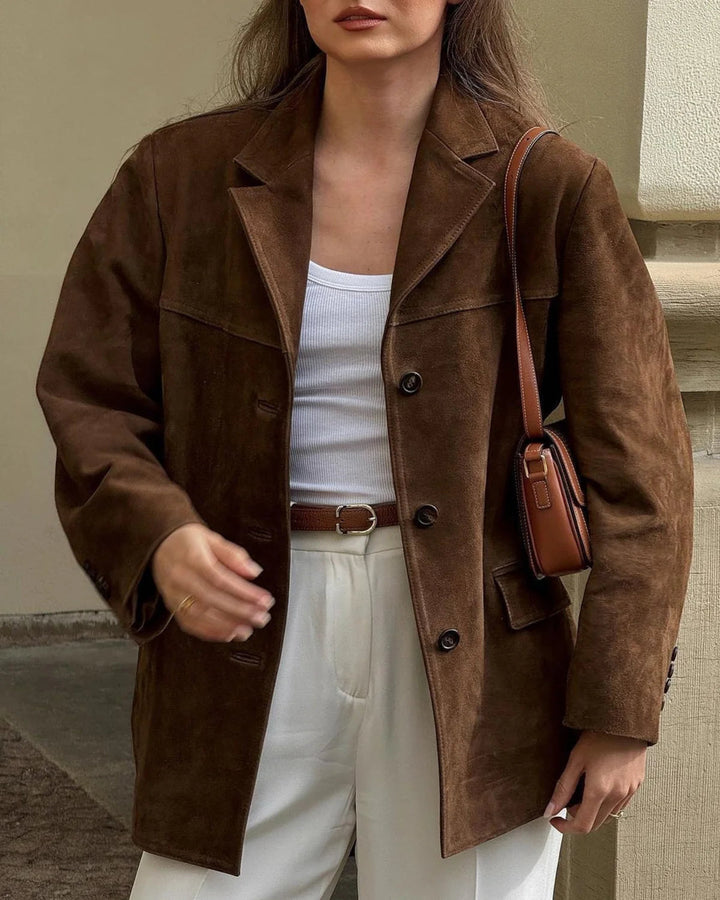 Women's Blazer Suede Look Trendy Style