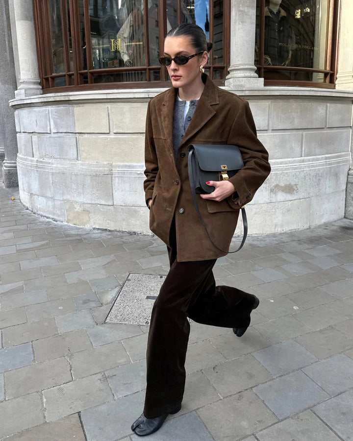 Women's Blazer Suede Look Trendy Style