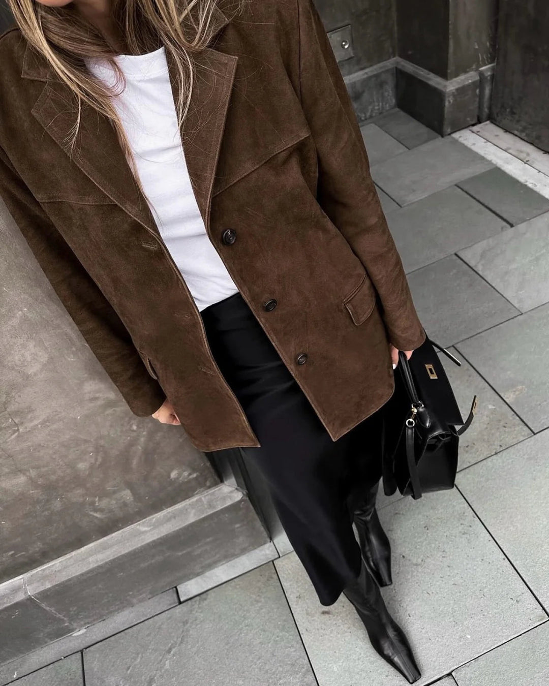 Women's Blazer Suede Look Trendy Style