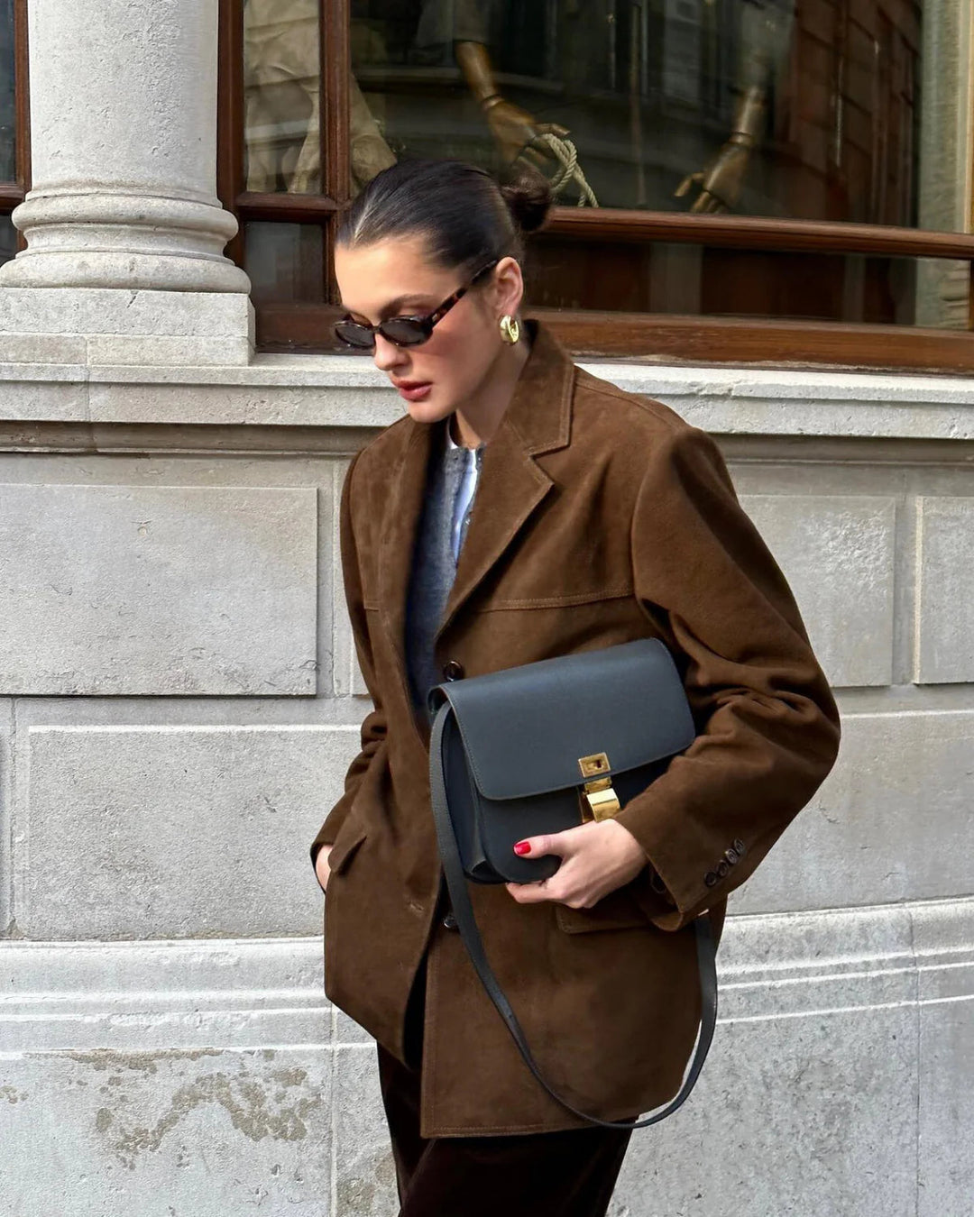 Women's Blazer Suede Look Trendy Style