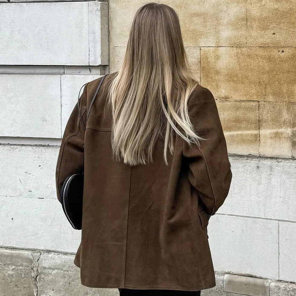 Women's Blazer Suede Look Trendy Style