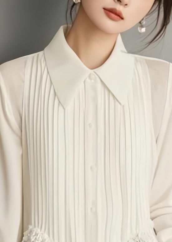 Damen Bluse Weiß Mit Spitze 2