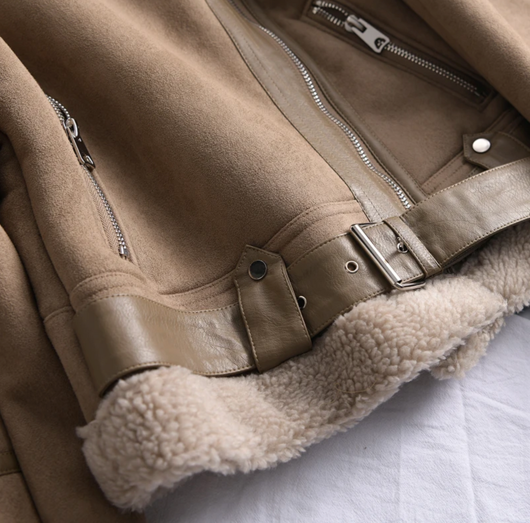 Women's bomber jacket fleece sherpa style fashionable casual