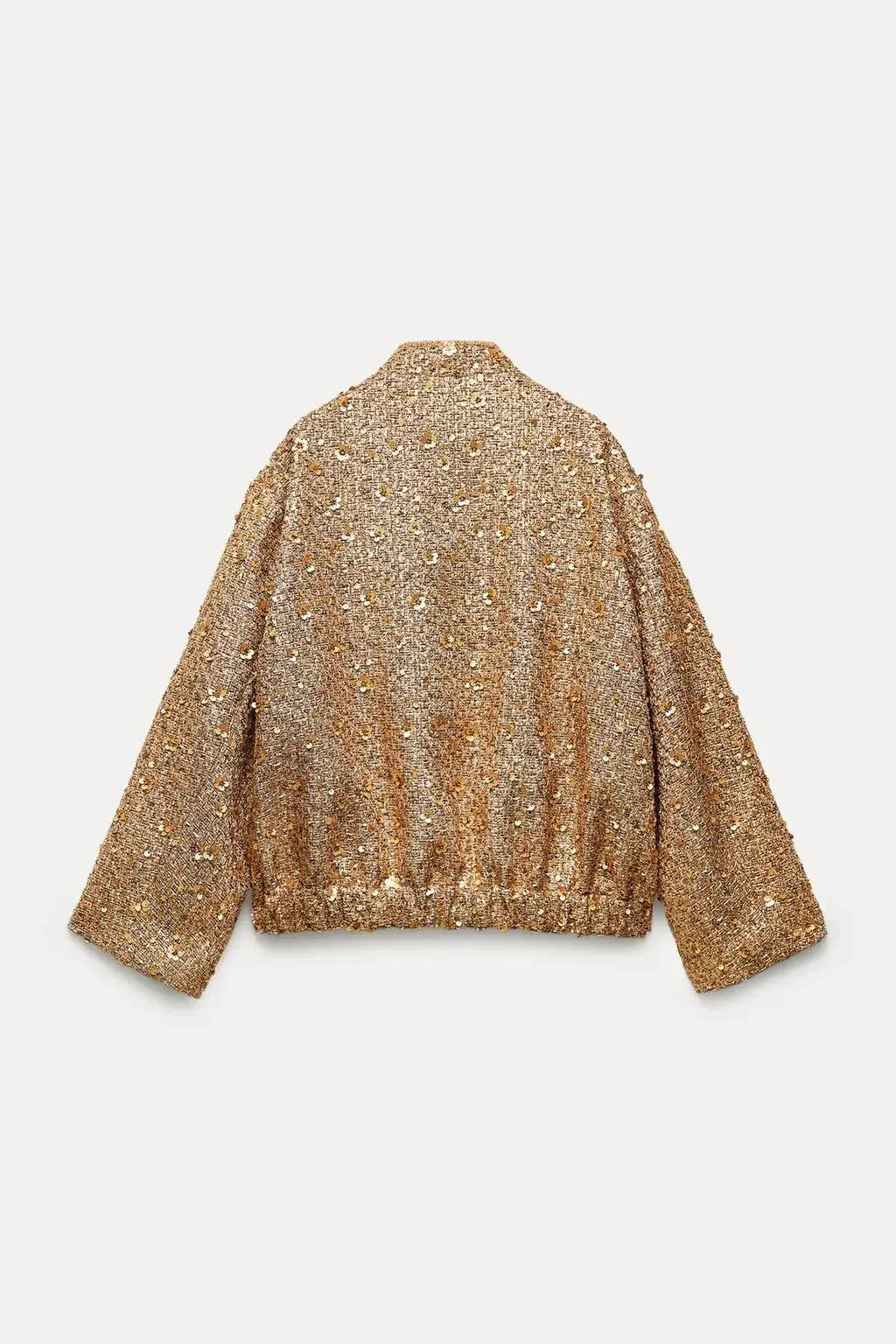 Women's bomber jacket glamorous sequin decoration high-quality fiber