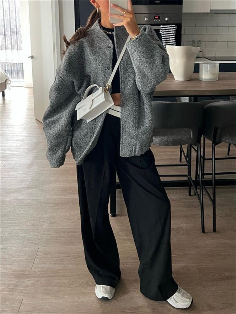 Women's bomber jacket oversized style soft material trendy fit