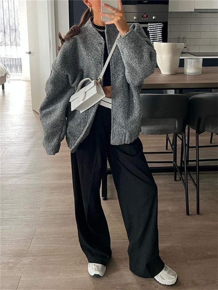 Women's bomber jacket oversized style soft material trendy fit