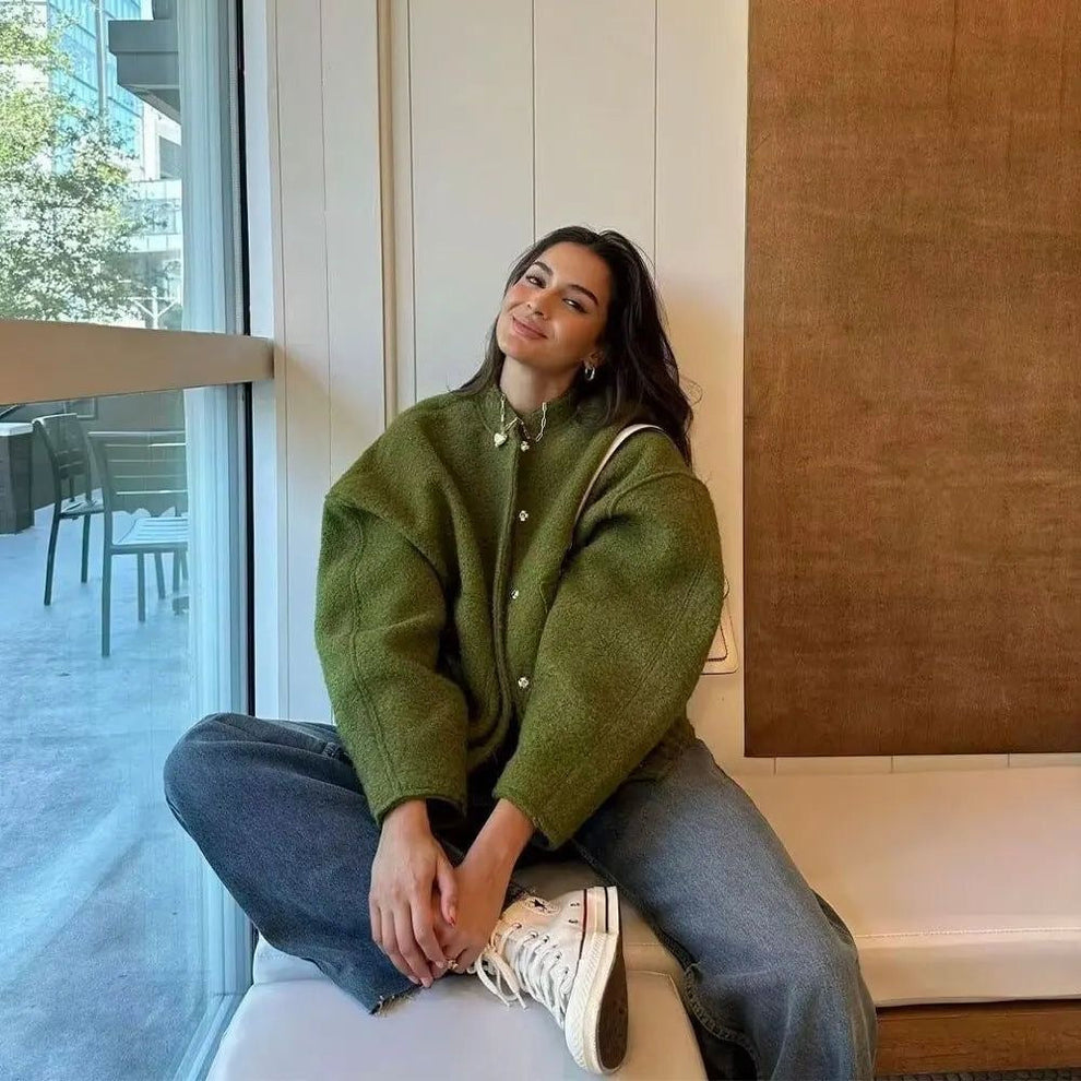 Women's bomber jacket oversized style soft material trendy fit