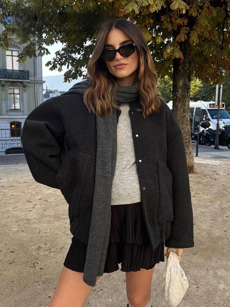 Women's bomber jacket oversized style soft material trendy fit