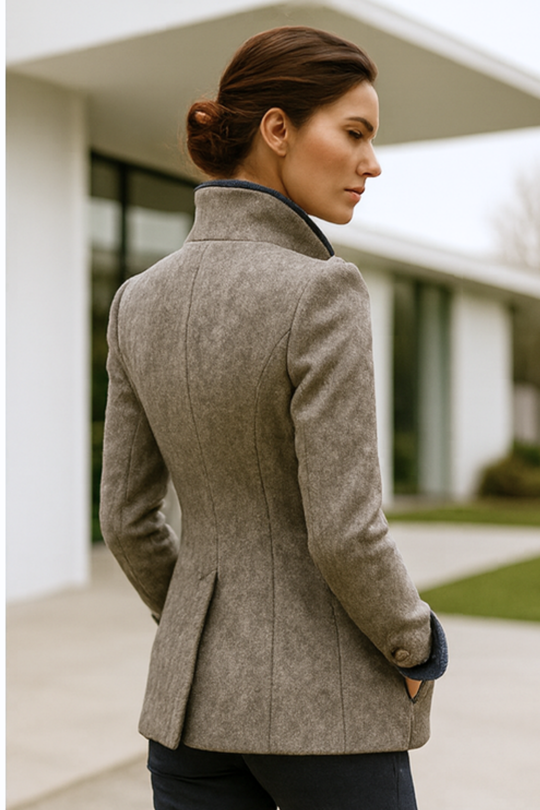 Damen Cardigan Baumwolle Hoher Kragen Elegant 1