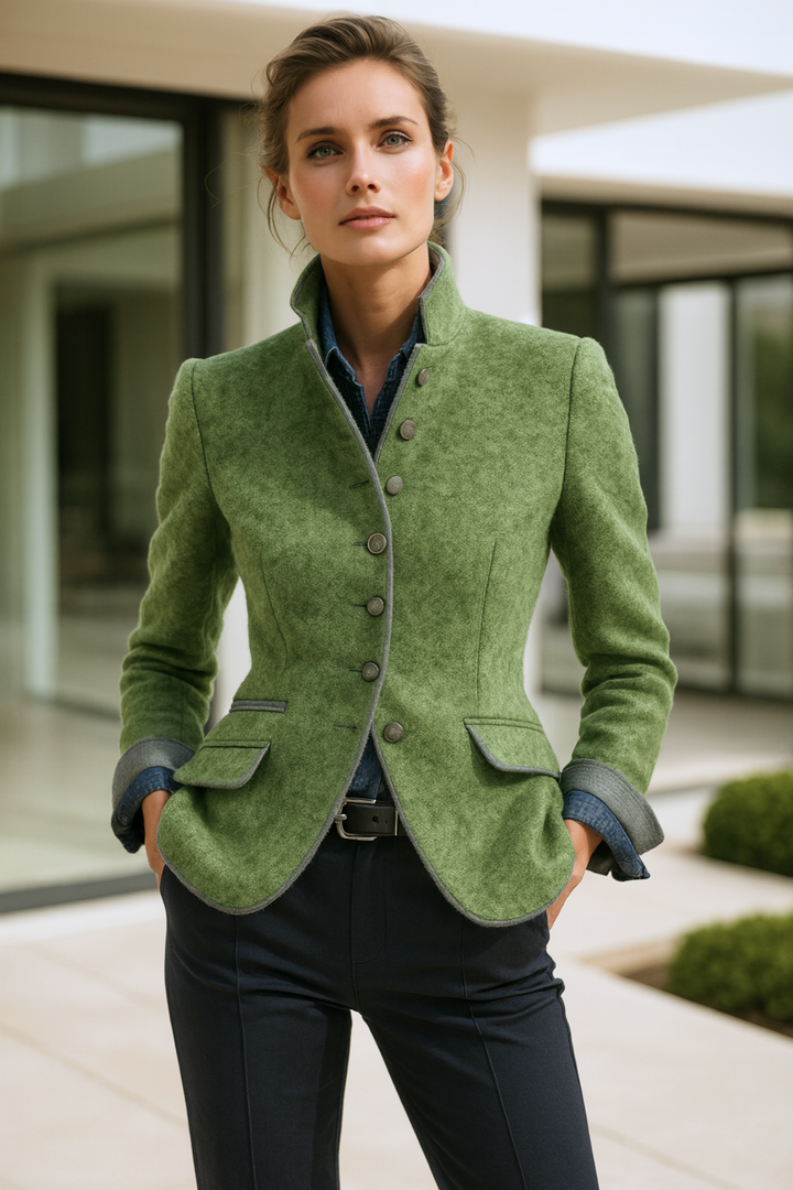 Damen Cardigan Baumwolle Hoher Kragen Elegant 9