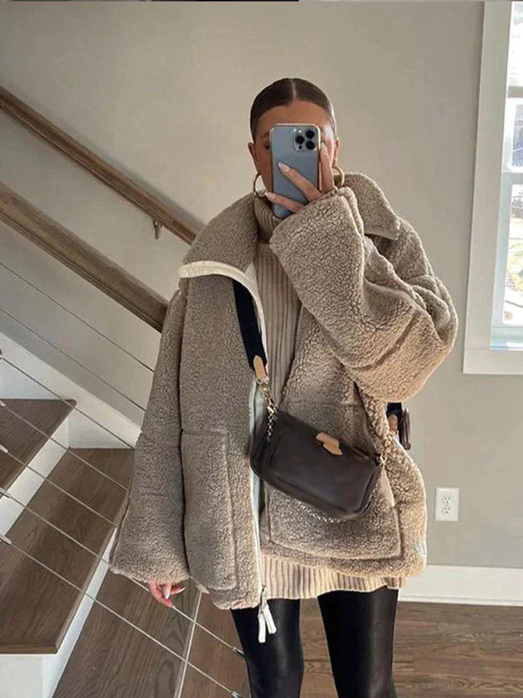 Women's Fleece Jacket Oversized Style