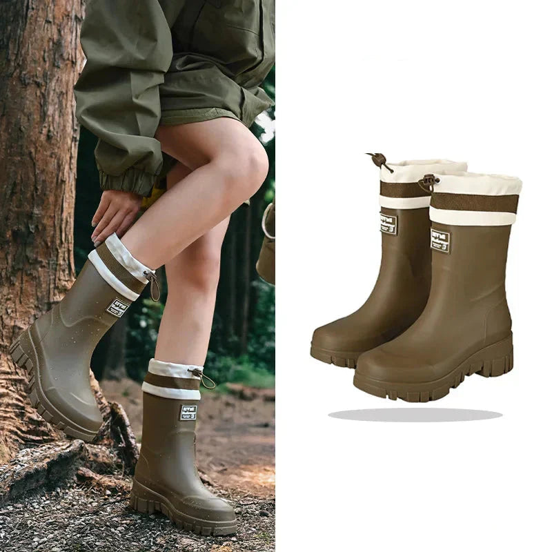 Women's Rubber Boots Retro Style Waterproof Non-slip