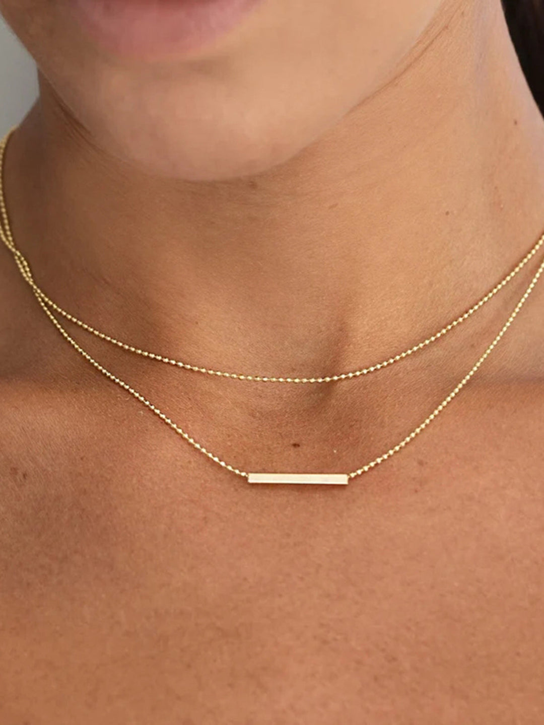 Damen Halskette Doppellagig Titanstahl Tropfen Design 0