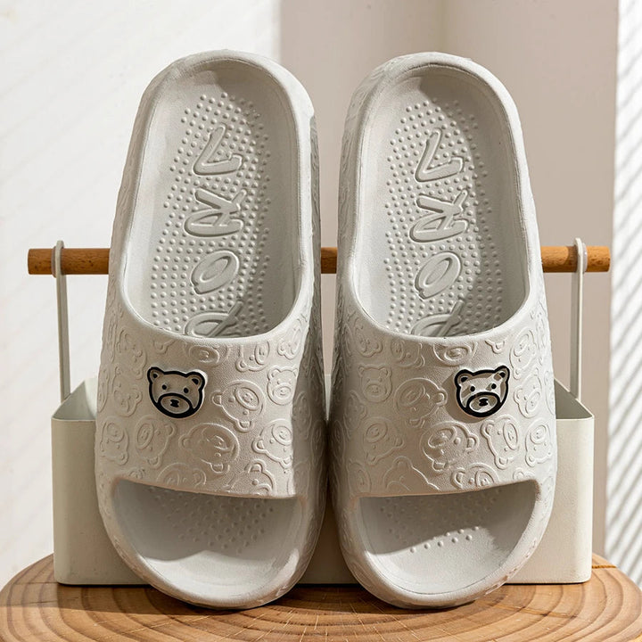 Women's slippers cotton non-slip cartoon bear design