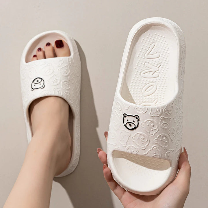 Women's slippers cotton non-slip cartoon bear design