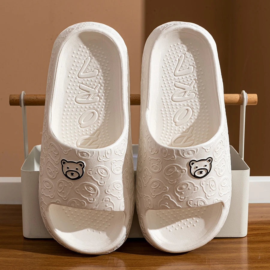 Women's slippers cotton non-slip cartoon bear design