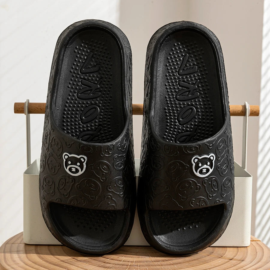 Women's slippers cotton non-slip cartoon bear design
