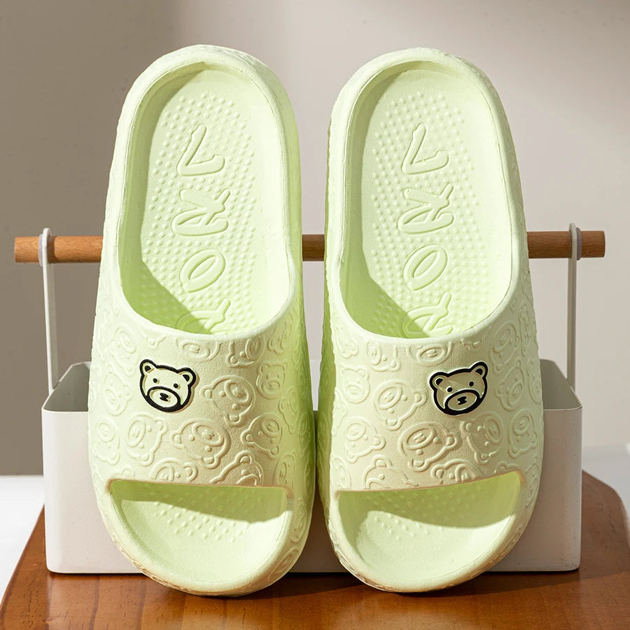 Women's slippers cotton non-slip cartoon bear design