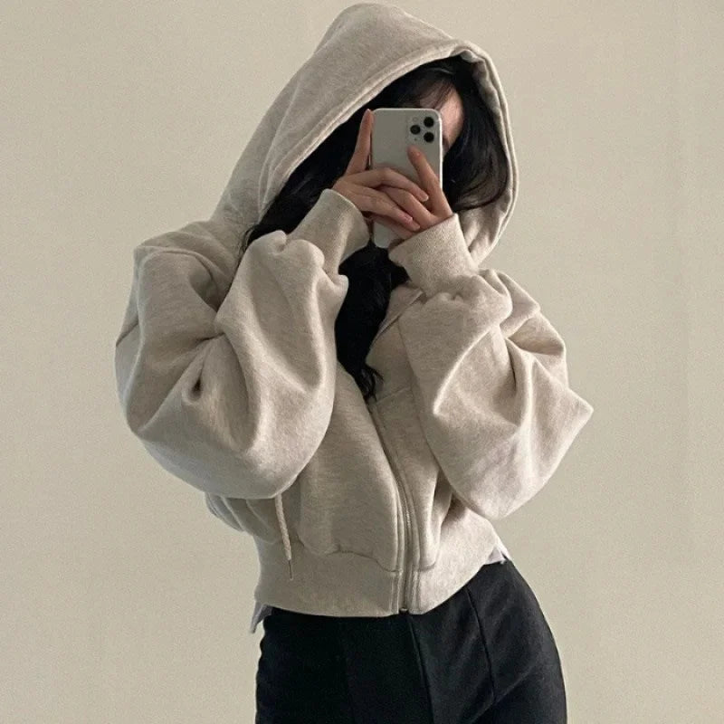 Women's Hoodie Cotton Casual Cropped Silhouette